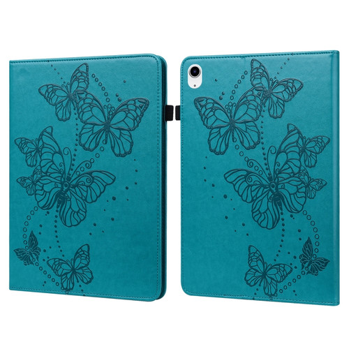 iPad 10th Gen 10.9 2022 Embossed Butterfly Leather Tablet Case - Blue