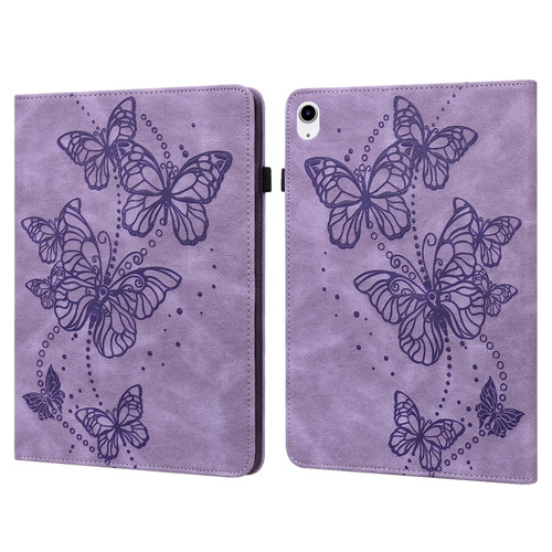 iPad 10th Gen 10.9 2022 Embossed Butterfly Leather Tablet Case - Purple