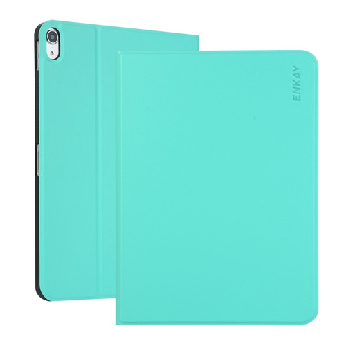 iPad 10th Gen 10.9 2022 ENKAY PC Back Cover Smart Leather Tablet Case with Pen Slot & Holder - Cyan