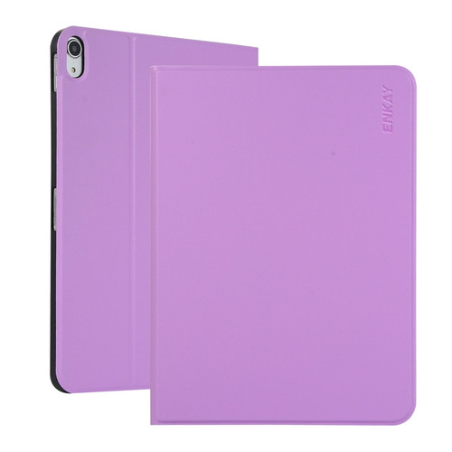 iPad 10th Gen 10.9 2022 ENKAY PC Back Cover Smart Leather Tablet Case with Pen Slot & Holder - Purple