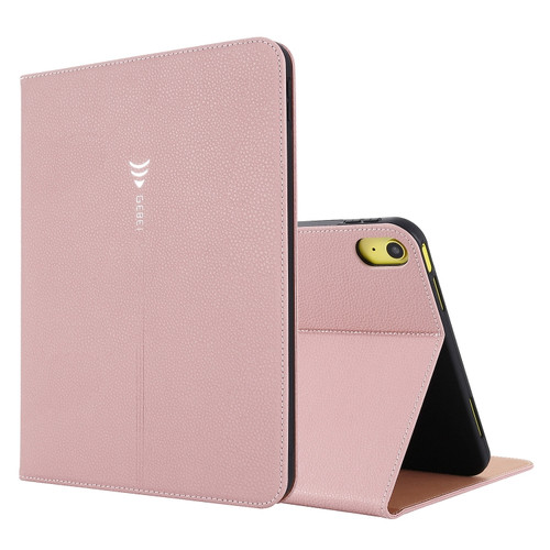 iPad 10th Gen 10.9 2022 GEBEI Silk Texture Flip Tablet Leather Case - Rose Gold