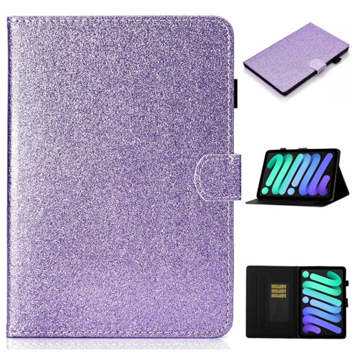 iPad 10th Gen 10.9 2022 Glossy Glitter Powder Horizontal Flip Leather Tablet Case - Purple