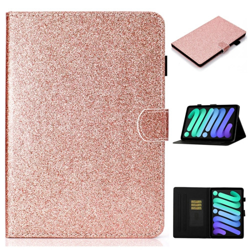 iPad 10th Gen 10.9 2022 Glossy Glitter Powder Horizontal Flip Leather Tablet Case - Rose Gold