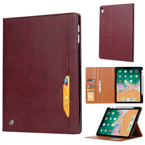 iPad 10th Gen 10.9 2022 Knead Skin Texture Flip Leather Smart Tablet Case - Wine Red