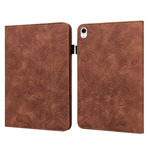 iPad 10th Gen 10.9 2022 Lace Flower Embossing Pattern Leather Tablet Case - Brown