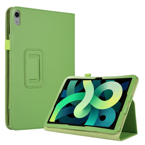 iPad 10th Gen 10.9 2022 Litchi Texture Leather Smart Tablet Case with Holder - Green