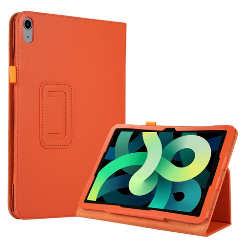iPad 10th Gen 10.9 2022 Litchi Texture Leather Smart Tablet Case with Holder - Orange