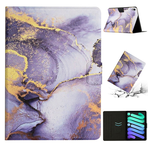 iPad 10th Gen 10.9 2022 Marble Pattern Leather Smart Tablet Case - Purple