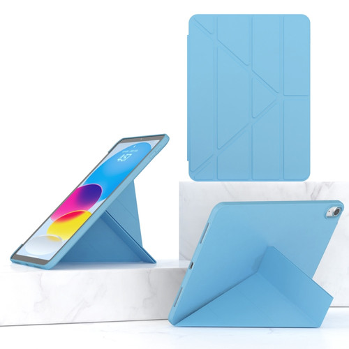 iPad 10th Gen 10.9 2022 Multi-folding TPU Leather Smart Tablet Case - Sky Blue