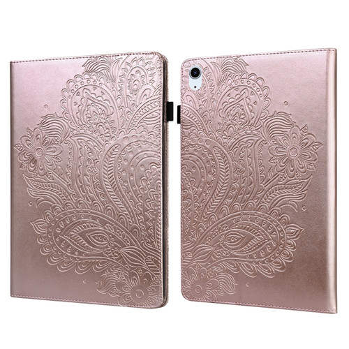iPad 10th Gen 10.9 2022 Peacock Embossed Pattern Leather Tablet Case - Rose Gold