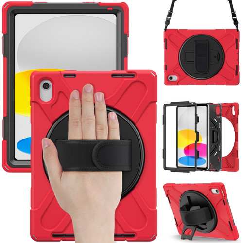 iPad 10th Gen 10.9 2022 Rotatable Kickstand Grip Heavy Duty Hard Rugged Tablet Case - Red