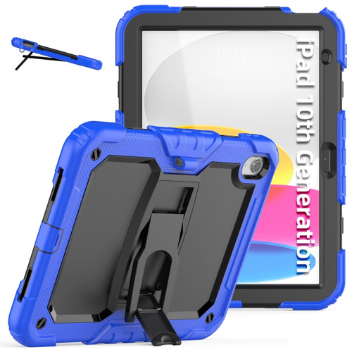 iPad 10th Gen 10.9 2022 Shockproof Silicone + PC Protective Tablet Case - Black + Blue