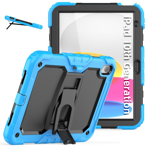 iPad 10th Gen 10.9 2022 Shockproof Silicone + PC Protective Tablet Case - Black + Light Blue