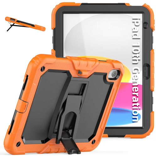 iPad 10th Gen 10.9 2022 Shockproof Silicone + PC Protective Tablet Case - Black + Orange