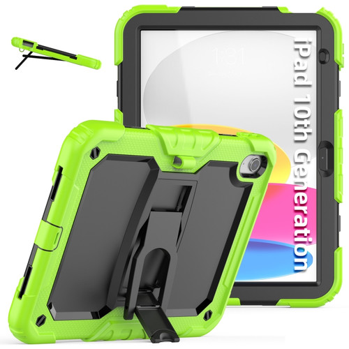 iPad 10th Gen 10.9 2022 Shockproof Silicone + PC Protective Tablet Case - Black + Yellow Green