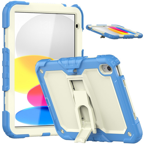 iPad 10th Gen 10.9 2022 Shockproof Silicone + PC Protective Tablet Case - Cyan-blue