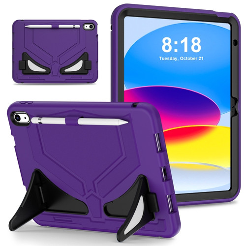 iPad 10th Gen 10.9 2022 Silicone + PC Shockproof Protective Tablet Case - Purple+Black