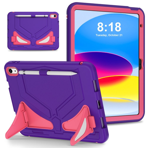 iPad 10th Gen 10.9 2022 Silicone + PC Shockproof Protective Tablet Case - Purple+Rose