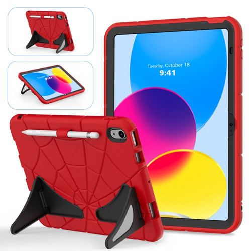 iPad 10th Gen 10.9 2022 Silicone + PC Shockproof Protective Tablet Case - Red+Black