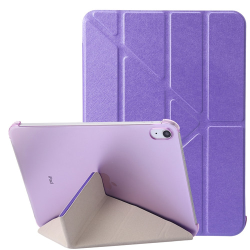 iPad 10th Gen 10.9 2022 Silk Texture Horizontal Deformation Flip Tablet Leather Case with Holder - Purple