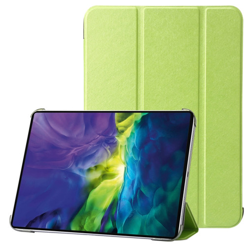 iPad 10th Gen 10.9 2022 Silk Texture Three-fold Horizontal Flip Leather Tablet Case - Green