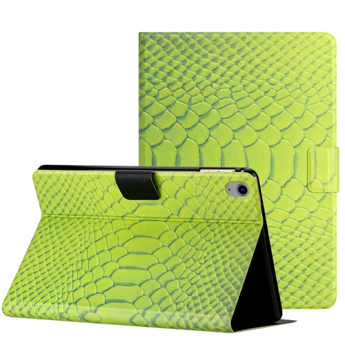 iPad 10th Gen 10.9 2022 Solid Color Crocodile Texture Leather Smart Tablet Case - Green