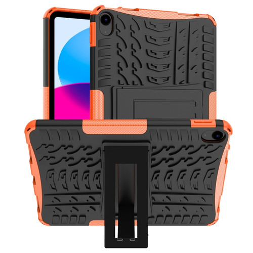 iPad 10th Gen 10.9 2022 Tire Texture TPU + PC Tablet Case with Holder - Orange