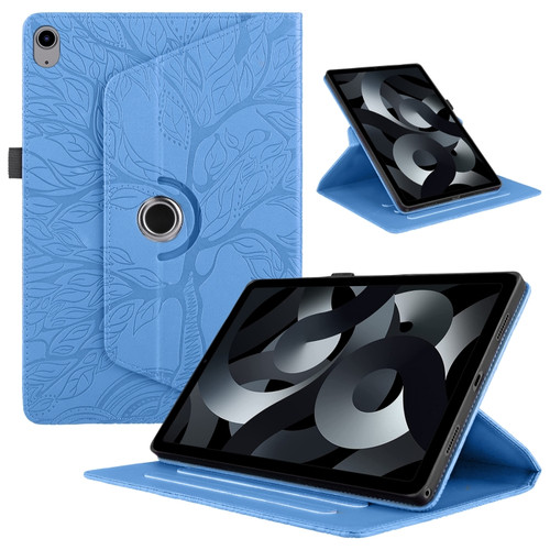 iPad 10th Gen 10.9 2022 Tree Life Embossed Rotation Leather Smart Tablet Case - Blue