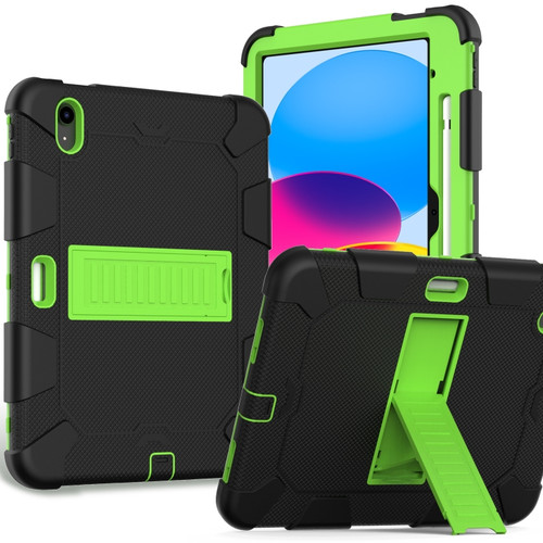 iPad 10th Gen 10.9 2022 Two-Color Robot Shockproof Silicone + PC Protective Tablet Case - Black + Yellow Green