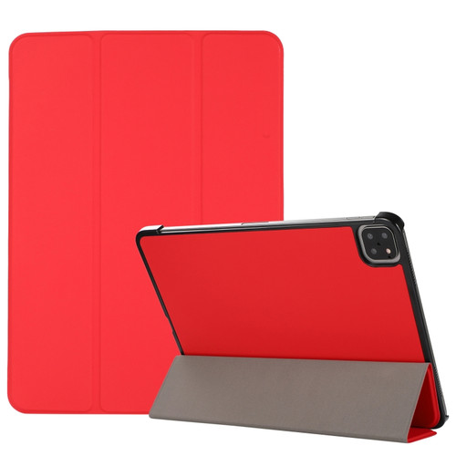 3-folding Skin Texture Horizontal Flip TPU + PU Leather Case with Holder iPad Air 2022 / 2020 10.9 - Red