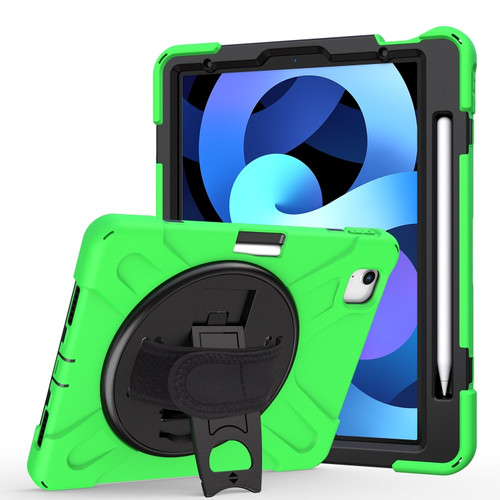 iPad Air 2022 / 2020 10.9 360 Degree Rotation PC + Silicone Protective Case with Holder & Hand-strap - Green