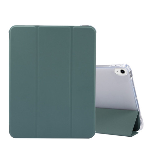 iPad Air 2022 / 2020 10.9 3-folding Electric Pressed Skin Texture Smart Leather Tablet Case - Deep Green