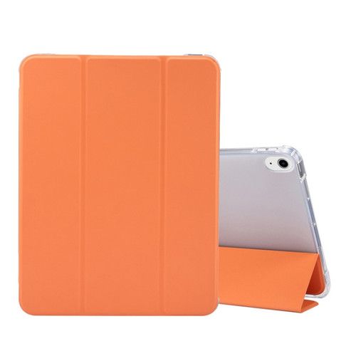 iPad Air 2022 / 2020 10.9 3-folding Electric Pressed Skin Texture Smart Leather Tablet Case - Orange