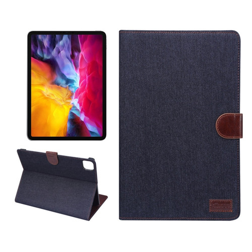 iPad Air 2022 / 2020 10.9 Denim Texture PC Horizontal Flip Leather Protective Case, with Holder & Card Slots & Wallet & Photo Frame & Sleep / Wake-up Function - Black