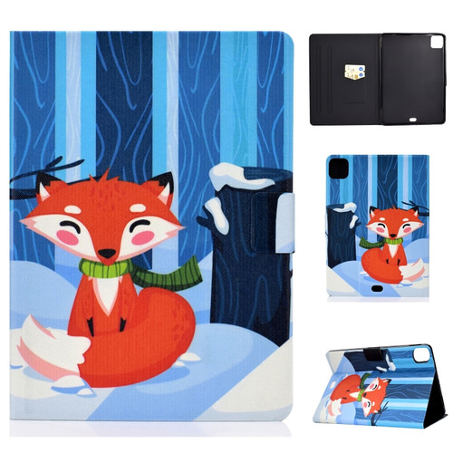 iPad Air 2022 / 2020 10.9 Electric Pressed Colored Drawing Horizontal Flip Leather Case with Holder & Card Slots & Sleep / Wake-up Function - Red Fox