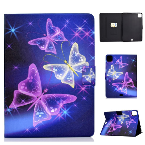 iPad Air 2022 / 2020 10.9 Electric Pressed Colored Drawing Horizontal Flip Leather Case with Holder & Card Slots & Sleep / Wake-up Function - Starry Sky Butterfly