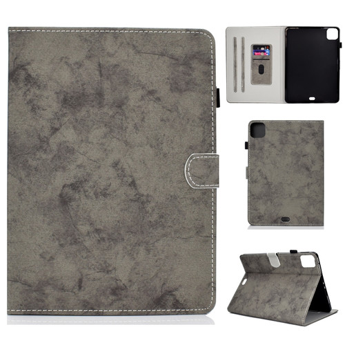 iPad Air 2022 / 2020 10.9 Marble Style Cloth Texture Leather Case with Bracket & Card Slot & Pen Slot & Anti Skid Strip - Grey