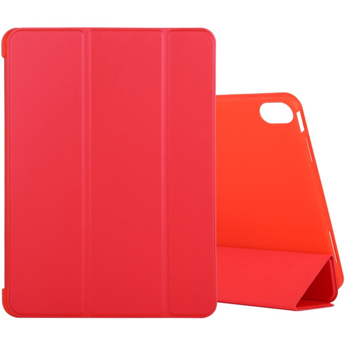 iPad Air 2022 / 2020 10.9 Silicone 3-Folding Full Coverage Leather Case - Red