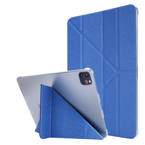 Silk Texture Horizontal Deformation Flip Leather Case with Three-folding Holder iPad Air 2022 / 2020 10.9 - Blue