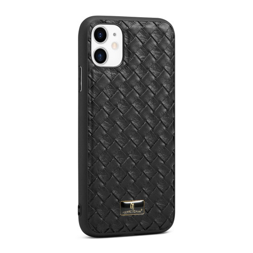 iPhone 11 Fierre Shann Leather Texture Phone Back Cover Case  - Woven Black