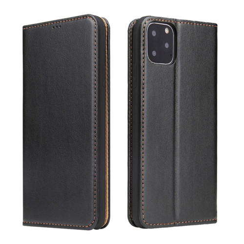 Fierre Shann PU Genuine Leather Texture Horizontal Flip Leather Case with Holder & Card Slots & Wallet iPhone 11 Pro - Black