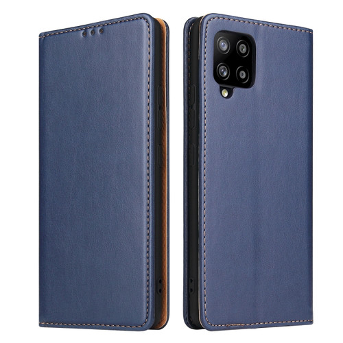 Samsung Galaxy A12 Fierre Shann PU Genuine Leather Texture Leather Phone Case - Blue