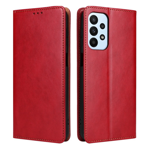 Samsung Galaxy A23 Fierre Shann PU Genuine Leather Texture Leather Phone Case - Red