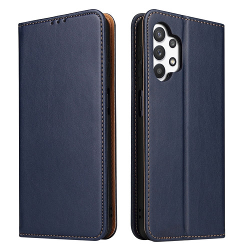 Samsung Galaxy A32 5G Fierre Shann PU Genuine Leather Texture Horizontal Flip Leather Case with Holder & Card Slots & Wallet - Blue