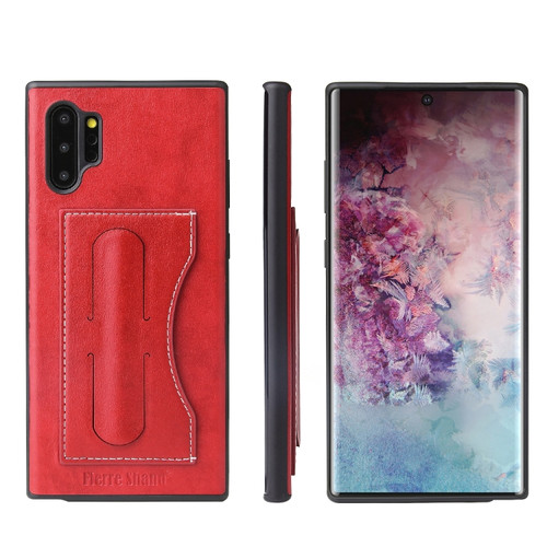 Galaxy Note10+ Fierre Shann Full Coverage Protective Leather Case with Holder & Card Slot - Red