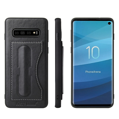 Galaxy S10e Fierre Shann Full Coverage Protective Leather Case with Holder & Card Slot - Black