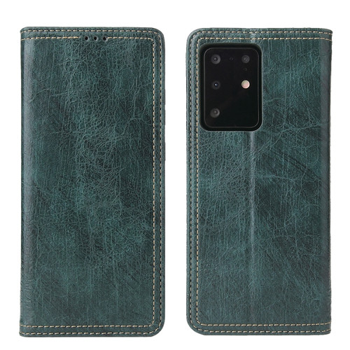 Samsung Galaxy S20 Ultra Fierre Shann Retro Tree Bark Texture PU Magnetic Horizontal Flip Leather Case with Holder & Card Slots & Wallet - Green
