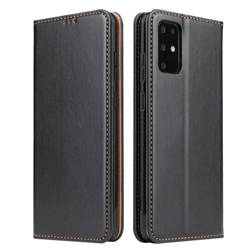 Galaxy S20+ Fierre Shann PU Genuine Leather Texture Horizontal Flip Leather Case with Holder & Card Slots & Wallet - Black