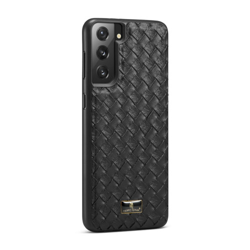 Samsung Galaxy S21 5G Fierre Shann Leather Texture Phone Back Cover Case - Woven Black