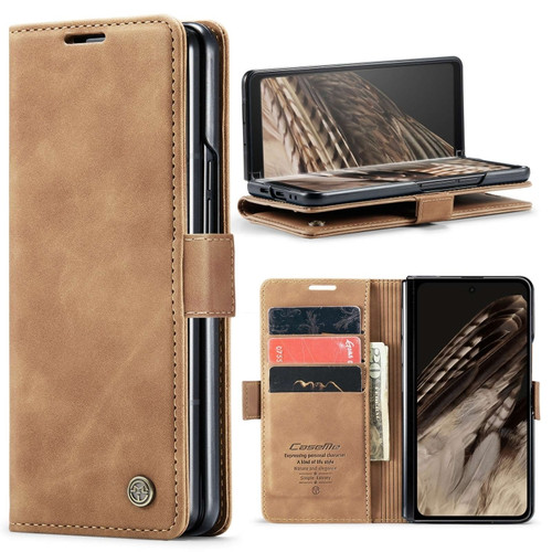 Google Pixel Fold CaseMe 013 Multifunctional Horizontal Flip Leather Phone Case - Brown